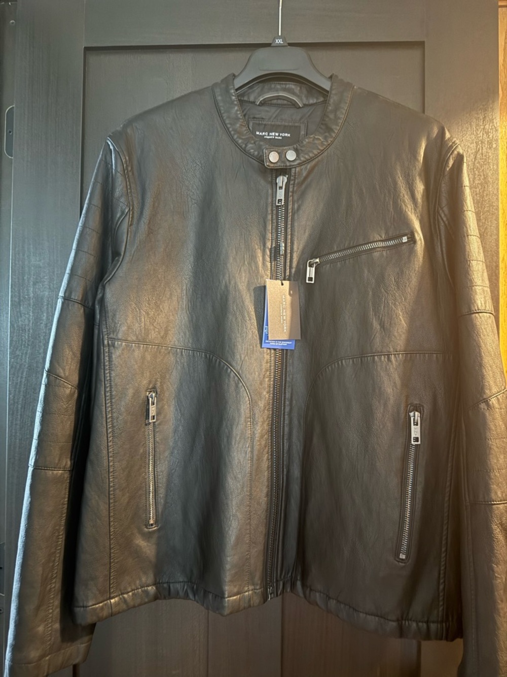 Marc New York Black Leather Bomber Jacket